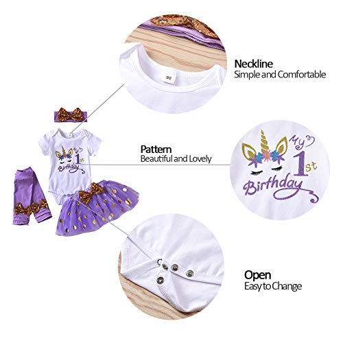 Lavender 4 Piece Unicorn Cake Smash Outfit For Baby Girls