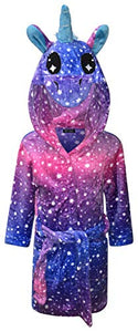 Pink & Purple Unicorn Stars Dressing Gown For Kids, Girls, Various Sizes