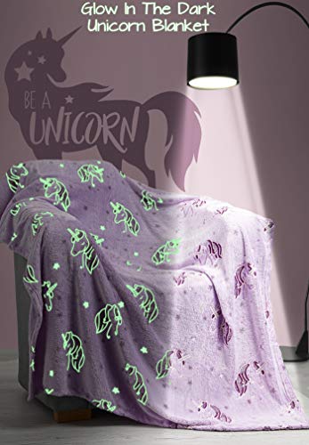 Glow In The Dark Unicorn Blanket Purple