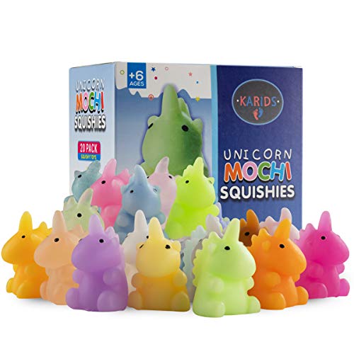 20 Pack Multicolour Mochi Unicorn Squishies Individually Wrapped for Party Bag Fillers