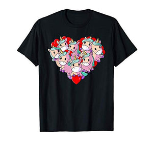 Unicorn Heart Valentines Day Gifts | Kids | Girls Cute Love T-Shirt