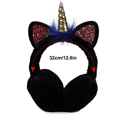 Unicorn Ear Muffs | With Ears & Glitter Horn | Pink | For Girls