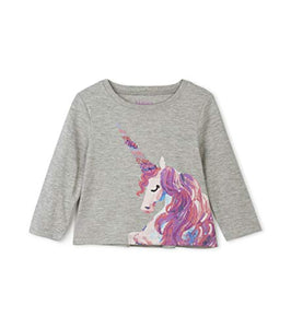 Enchanted Unicorns Hatley Baby Girls' Long Sleeve T-Shirt, Grey