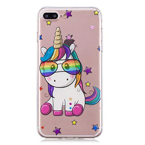 YYhin Phone Cover for Apple iPhone 7 Plus/iPhone 8 Plus(5.5") Case,Ultra-thin transparent varnish painted TPU Gel Cover HE03/Spectacle unicorn
