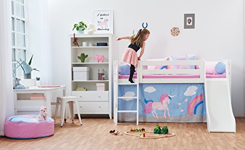 Hoppekids Unicorn Curtain/Tent Including Wire Rope for Half-High Bed, Fabric, Blue, 90 x 200 cm, 200x90x72 cm