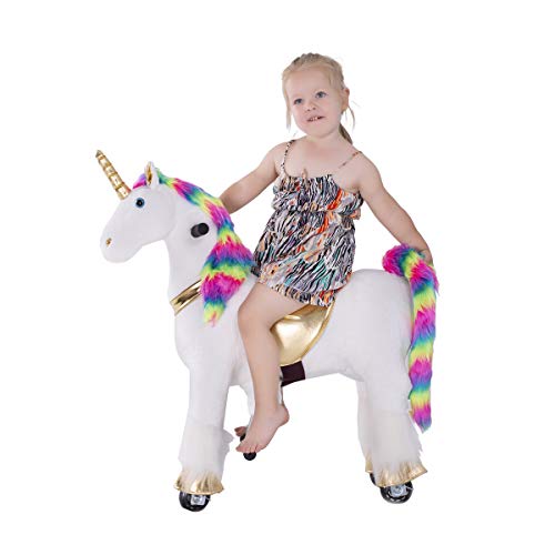 Rainbow Unicorn Plush Unicorn Ride On Toy Rainbow Ride On Pony