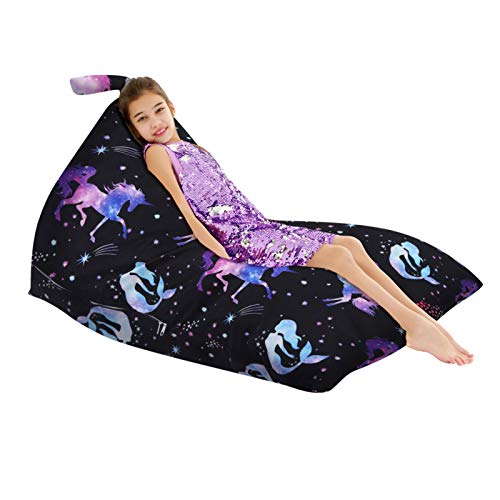 Unicorn Bean Bag Cover | Lounge Chair For Kids & Adults | Velvet Foldable Chair 