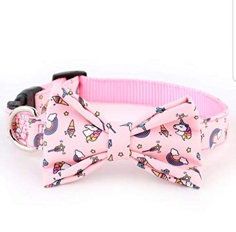 Dog Collar | Dog Bow Tie | Pink Unicorn 