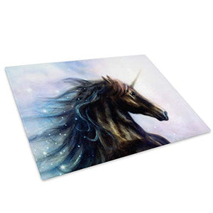 Magical Black Unicorn Glass Chopping Board 