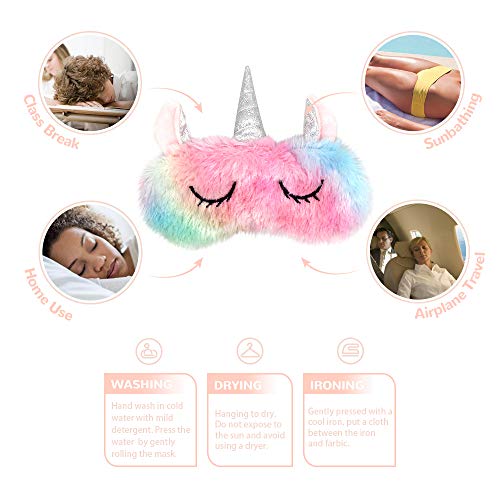 Pastel Fluffy Unicorn Sleep Mask | Adjustable Eye Mask