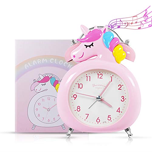 Pink Unicorn Alarm Clock With Night Light & Loud Alarm | Battery Powered