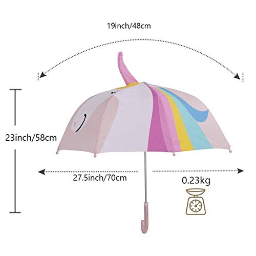 Pink Fabric Rainbow Unicorn Pop up Small Umbrella for Kids | Age 3-7