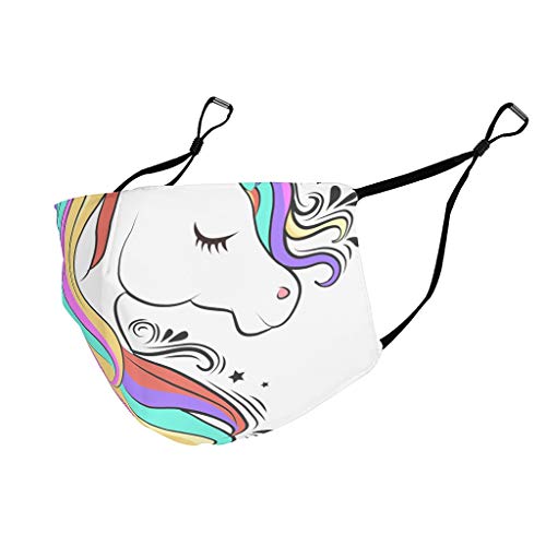 Youturnnow Unicorn Rainbow Face Protector with Ear Loops Washable Reusable Dust Cover for Dust -  White -  One Size