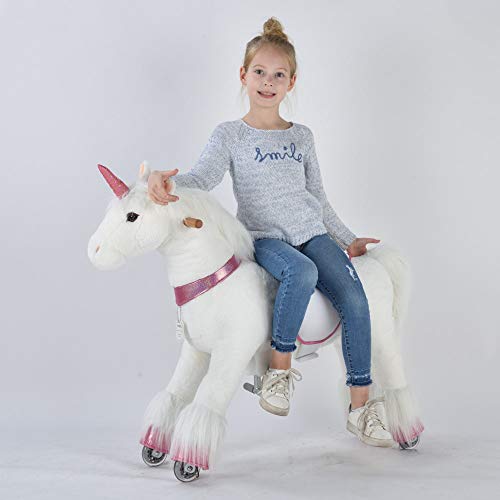 Girls Unicorn Ride On Toy Pony White Pink 