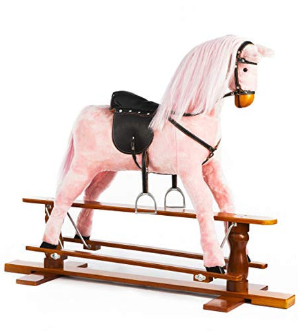 Pink Wooden Large Rocking Horse Children's