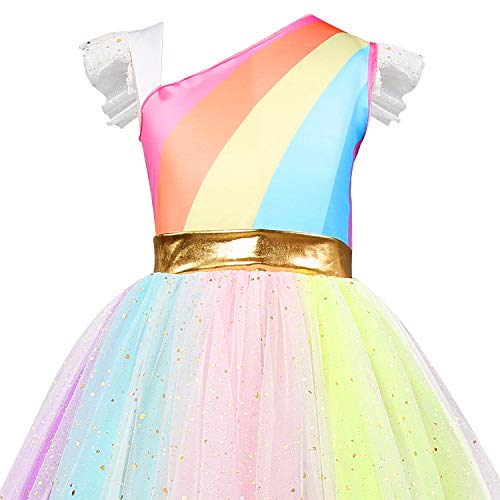 Girls Unicorn Dress With Headband | Dressing Up Costume Outfit | Rainbow | Various Ages