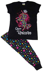 Girls Unicorn Pyjamas (8-9 Years, Black)