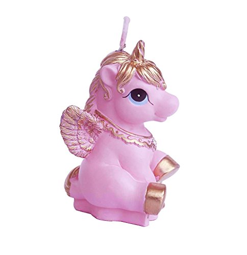 Unicorn Plush Party Candle - Pink