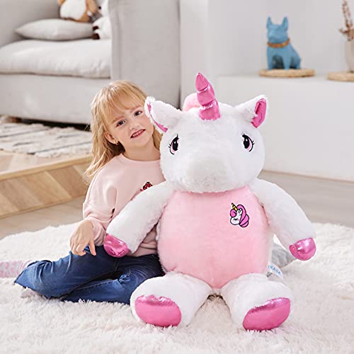 IKASA Giant Stuffed Unicorn Soft Toys Stuffed Animal (Pink, 78 cm)