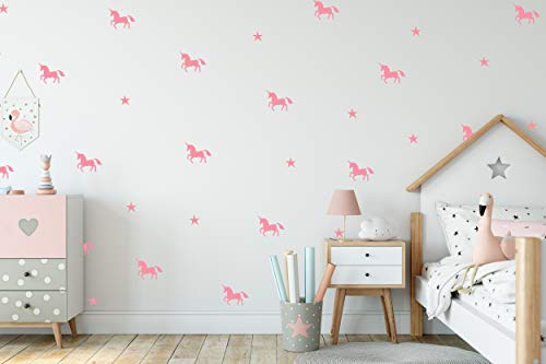 Unicorn Wall Stickers Pink For Girls Bedroom 