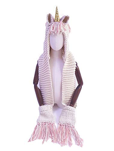 Unicorn Hat, Scarf & Shawl All In One For Girls 