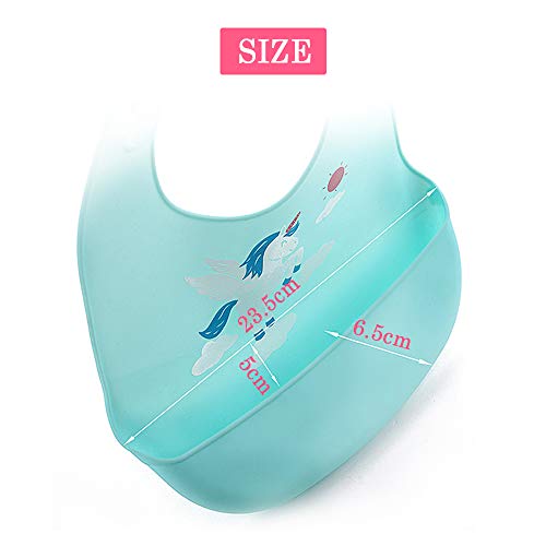 Unicorn Silicone Bibs With Soft Food Crumb Catcher Pocket | Pink & Blue | 2Pcs