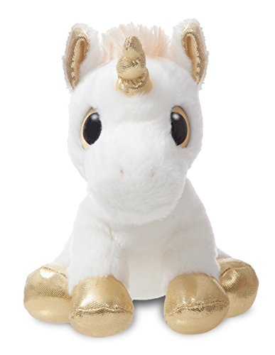 White And Gold Unicorn Soft Toy Plush Babies Kids