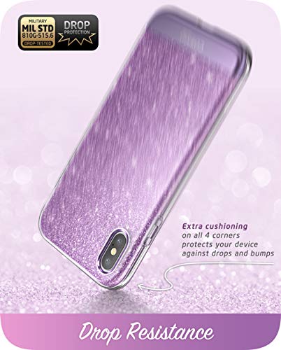 i-Blason Cosmo Full-Body Bumper Case for iPhone Xs (2018) / iPhone X (2017), Purple Glitter, 5.8"