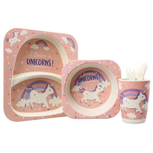 Pink Unicorn Kids Dinner Set, Plate, Cup, Bowl, Cutlery