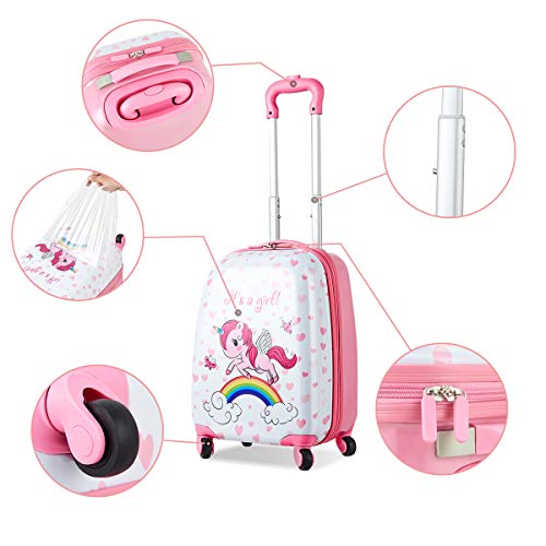 Set Of 2 Unicorn Suitcases | Pink 