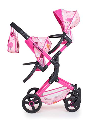 Cute Unicorn Pattern Double Buggy For Children's Dolls 