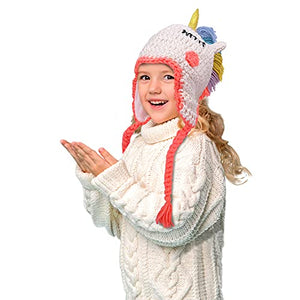 Girls Knitted Unicorn Hat | Winter Hat | Ear Warmers 