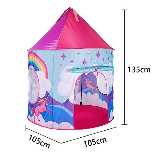 Georgie Porgy Kids Foldable Play House Portable Tent Castle Indoor Outdoor Toy Garden (rainbow unicorn)