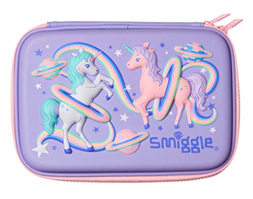 Smiggle Pink & Lilac Unicorns Pencil Case Hardtop Single Compartment - Beyond