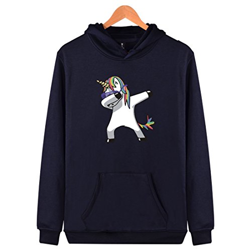 Aisuper Women Men Hoodie Funny Unicorn Animal Print Sweatshirt Top UK Size 8-28 2X-Large Navy2