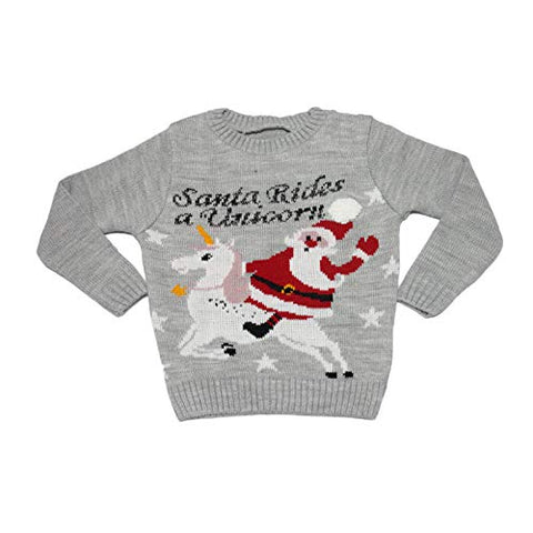 Santa Rides A Unicorn Christmas Jumper | Sweater | Kids 