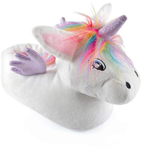 Ladies 3D Unicorn Slipper (UK Ladies 5-6, White/Rainbow)