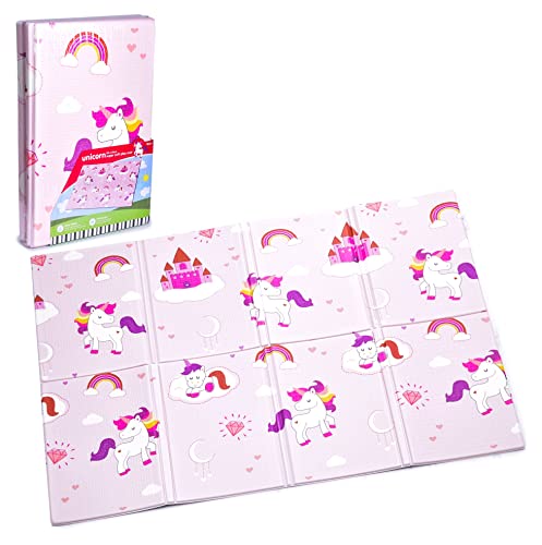 KandyToys Folding Nursery Floor Mat | Unicorn Pattern | Thick Padded XPE Play Mat