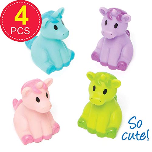 4 Pack Unicorn Bath Toy Assorted Colours 