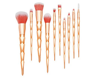 Rose Gold Unicorn Makeup Brush Set, 10 Pieces 