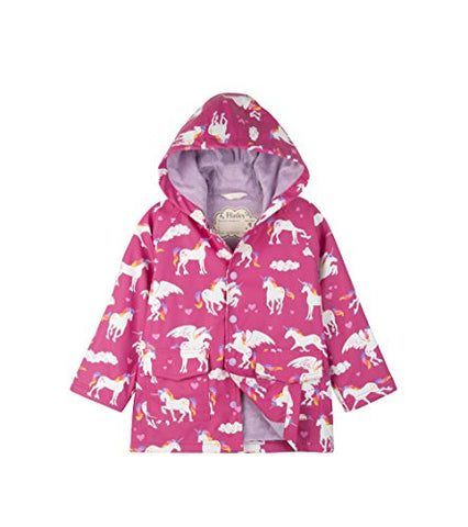 Hatley Girl's Printed Raincoat / Rainmac Pink (Rainbow Unicorns) For Kids