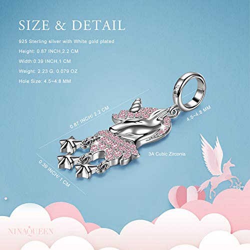 Pretty Unicorn Charm | Fits Pandora Bracelet | Silver & Pink | Gift Idea