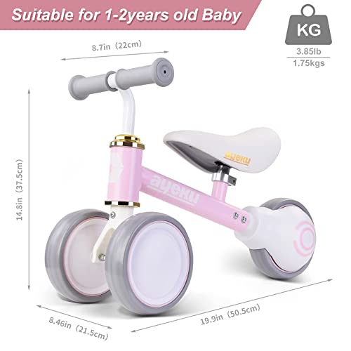 AyeKu Baby Balance Bike Pink 3 Wheels 12 Months All Things Unicorn