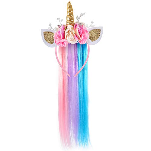 Floral Unicorn Headband Pastel Coloured Hair 