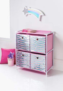 Pink Sequin 4 Box Toy Storage Unicorn Themed