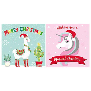 Pack of 20 Unicorn/Llama Christmas Cards