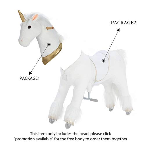 Unicorn White & Gold Ride On Toy 