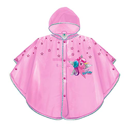 Unicorn & Stars Pink Raincoat for Kids - Waterproof Windproof Rain Poncho