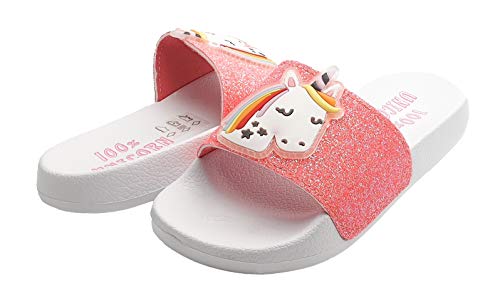 Unicorn girls pink sliders pool shoes