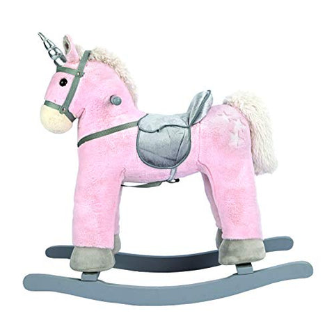 Pink & Grey Unicorn Rocking Horse | Bino